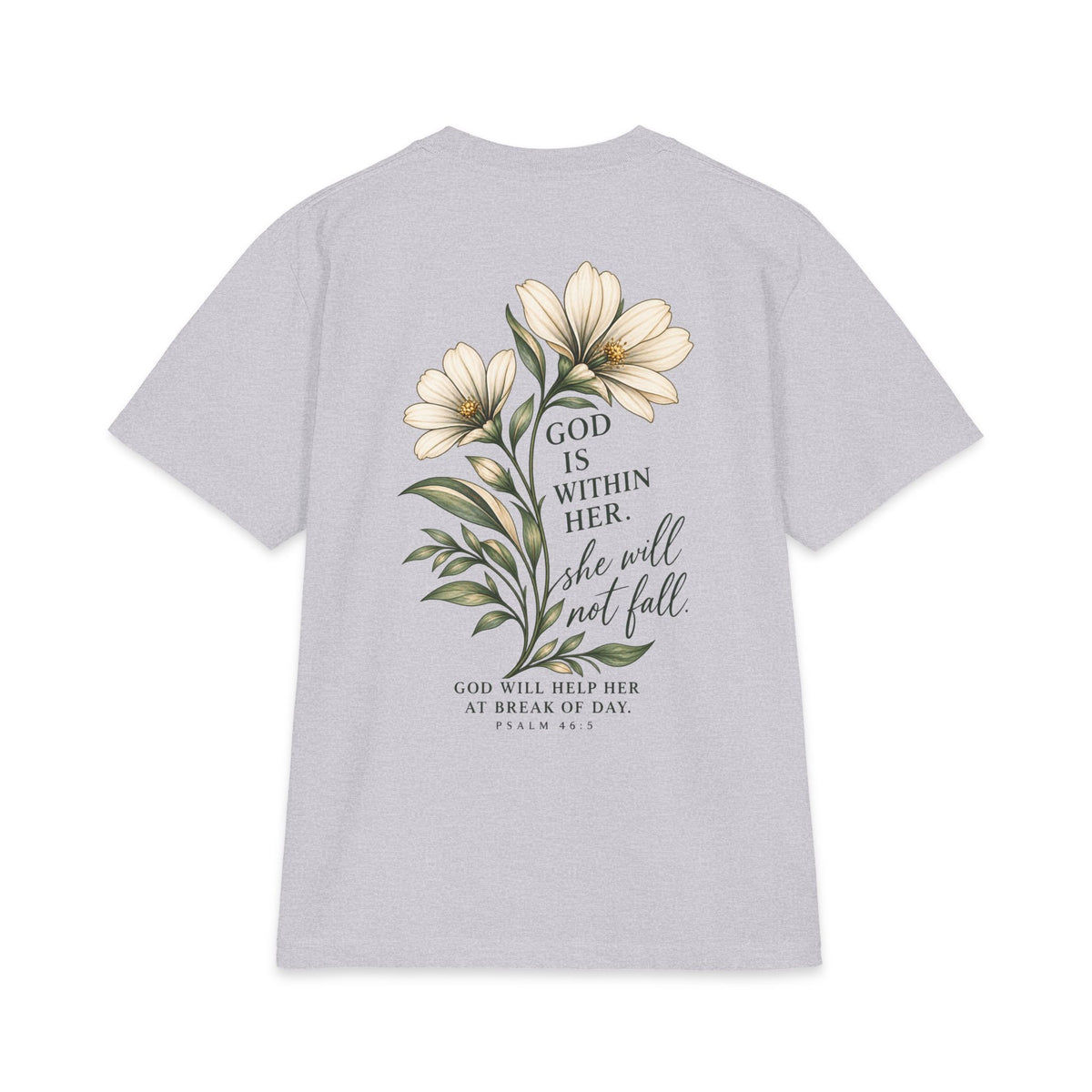 God Is Within Her Shirt | Psalm 46:5 Botanical Oversized Christian Tee