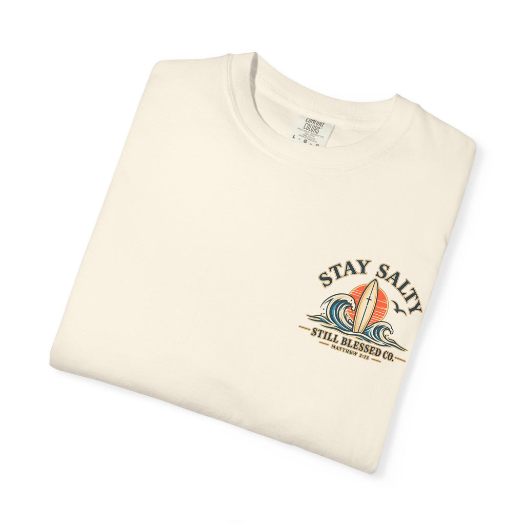 Stay Salty Comfort Colors® T-Shirt | Coastal Christian Beach Tee | Matthew 5:13–16 | Faith-Based Summer Shirt | Still Blessed Co.