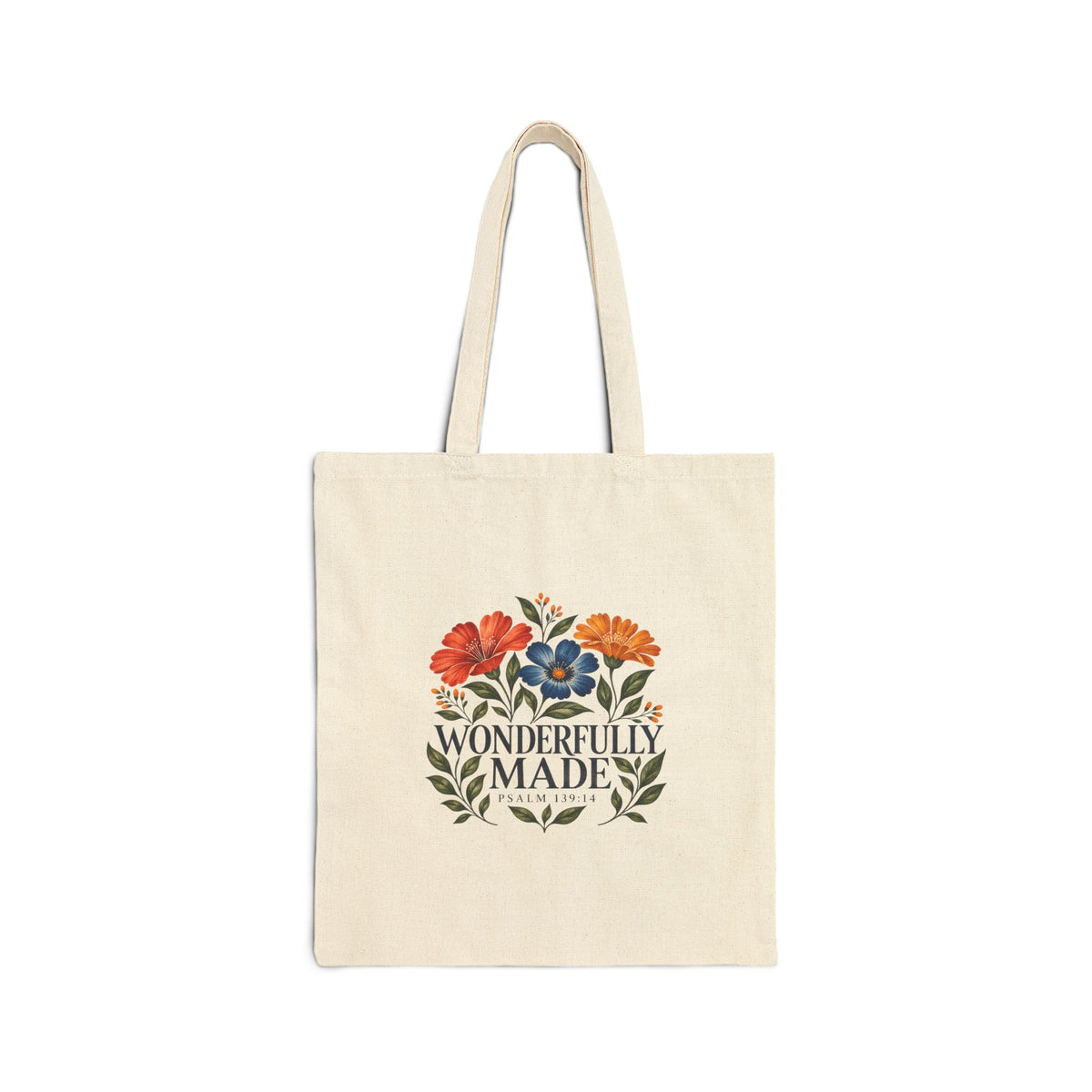 Wonderfully Made Floral Scripture Tote | Psalm 139:14
