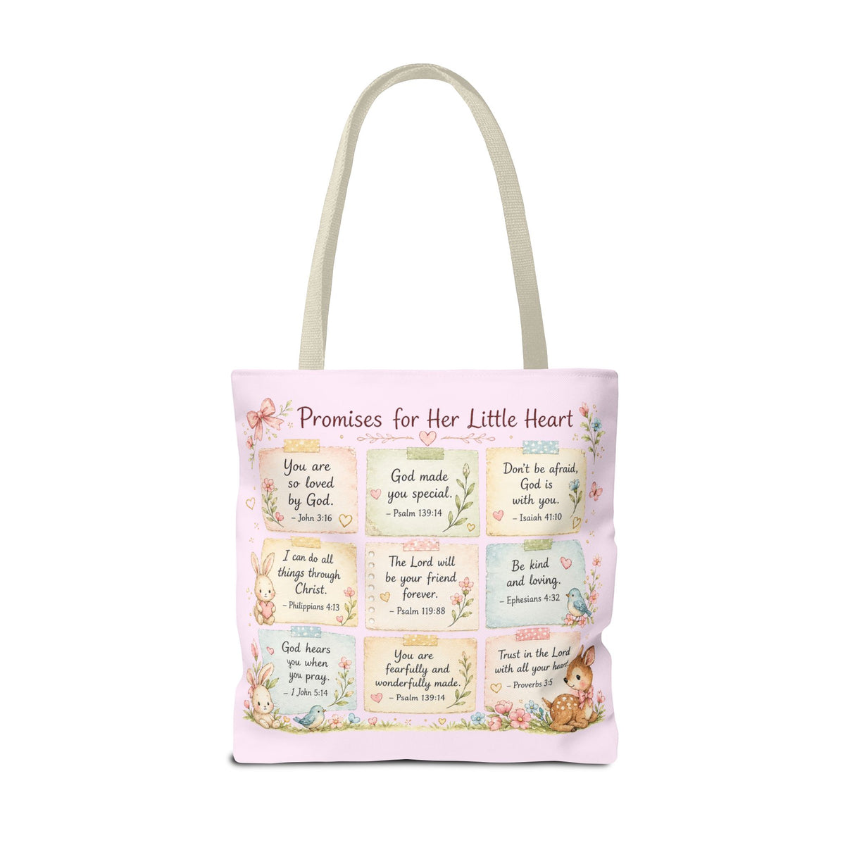 Promises for Her Little Heart™ Double-Sided Christian Girls Tote Bag | Bible Verse Tote | Church Bag for Girls | Faith Gift for Daughters