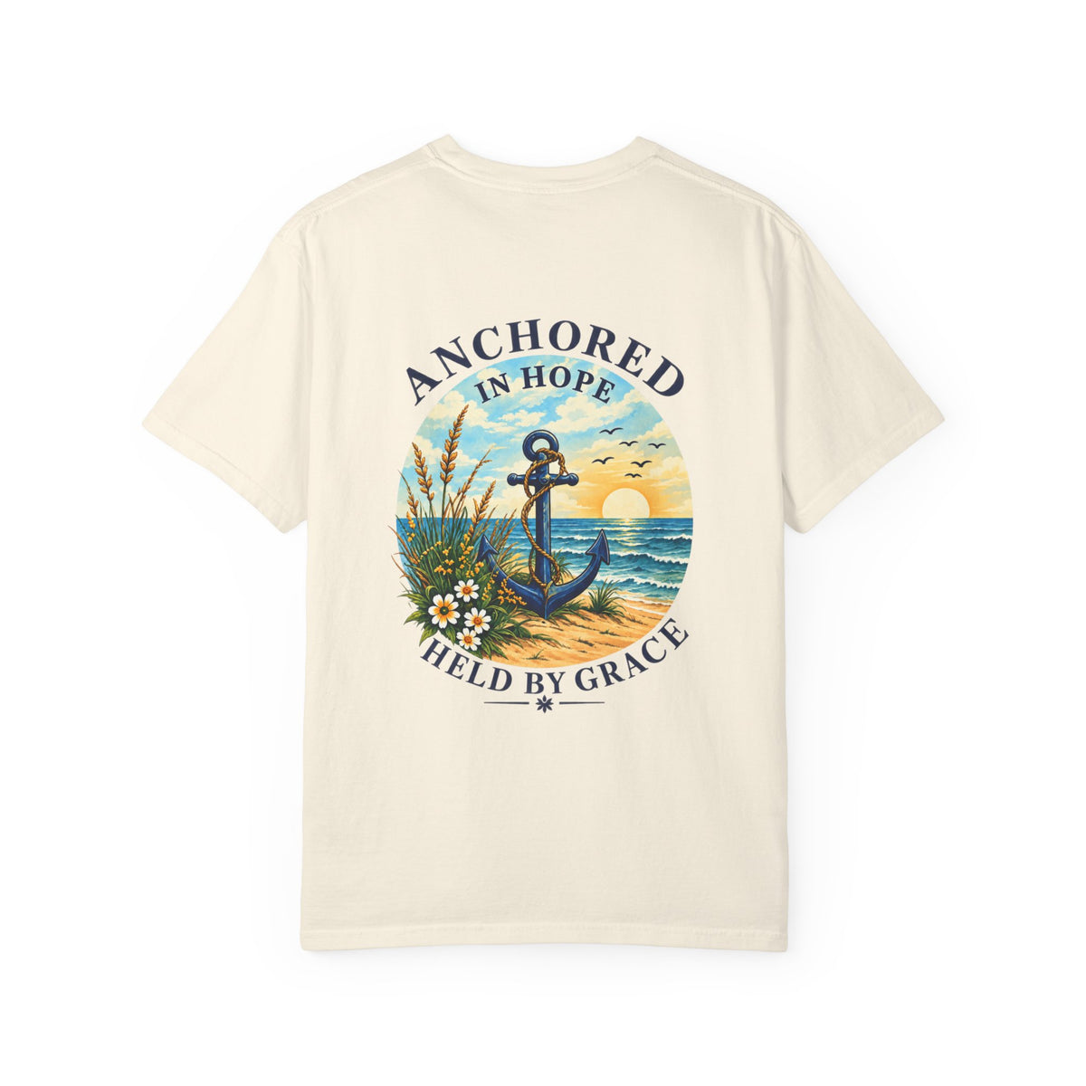 Anchored in Hope Faith Shirt | Hebrews 6:19 Christian Coastal Graphic Tee | Faith-Based Comfort Colors T-Shirt