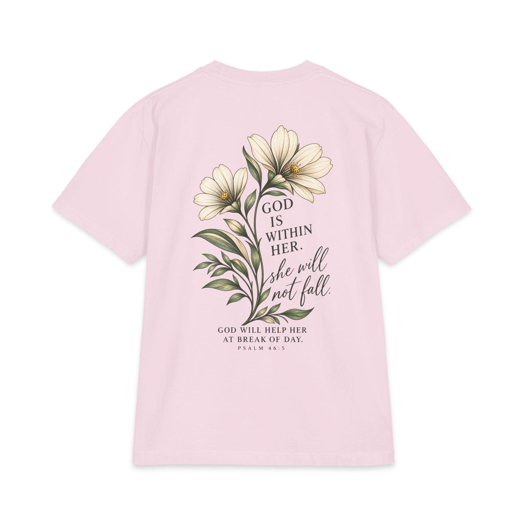 God Is Within Her Shirt | Psalm 46:5 Botanical Oversized Christian Tee