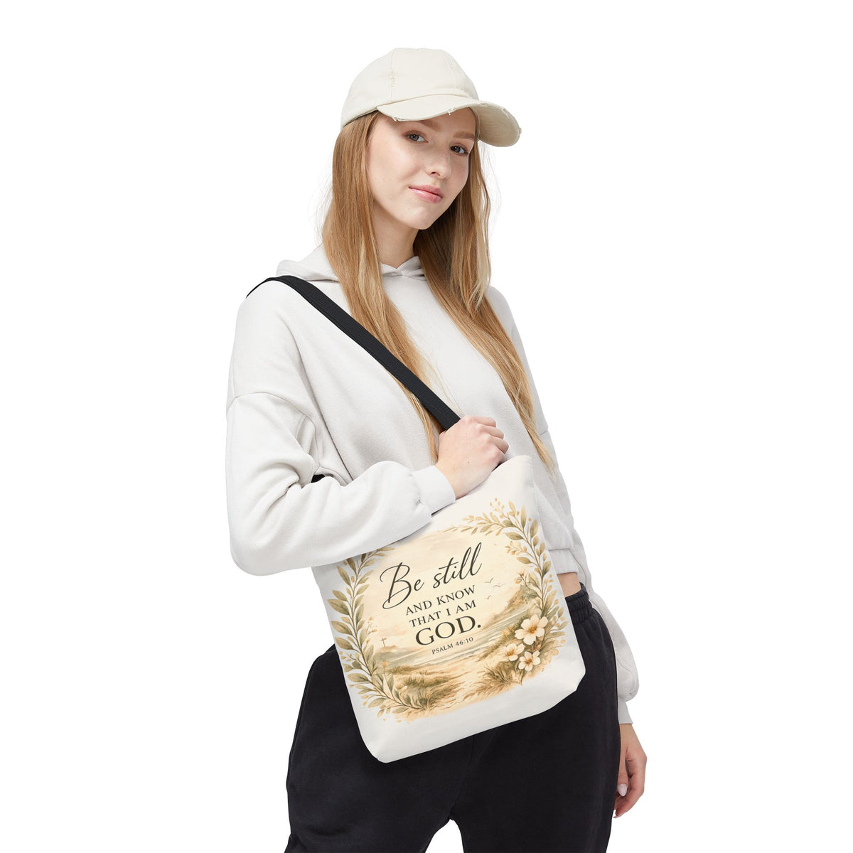 Be Still & Know™ Double-Sided Coastal Tote Bag | Psalm 46:10 Christian Canvas Tote | Beach Path Watercolor Bag | Boutique Gift for Women