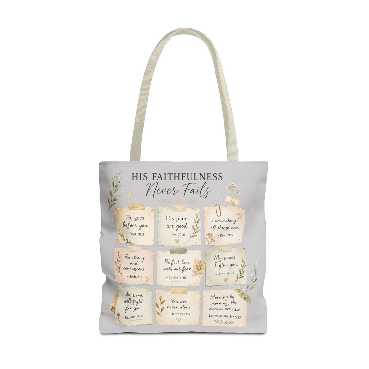 His Faithfulness Never Fails™ Double-Sided Christian Tote Bag | Scripture Promise Canvas Tote | Bible Study Bag | Faith Gift for Women