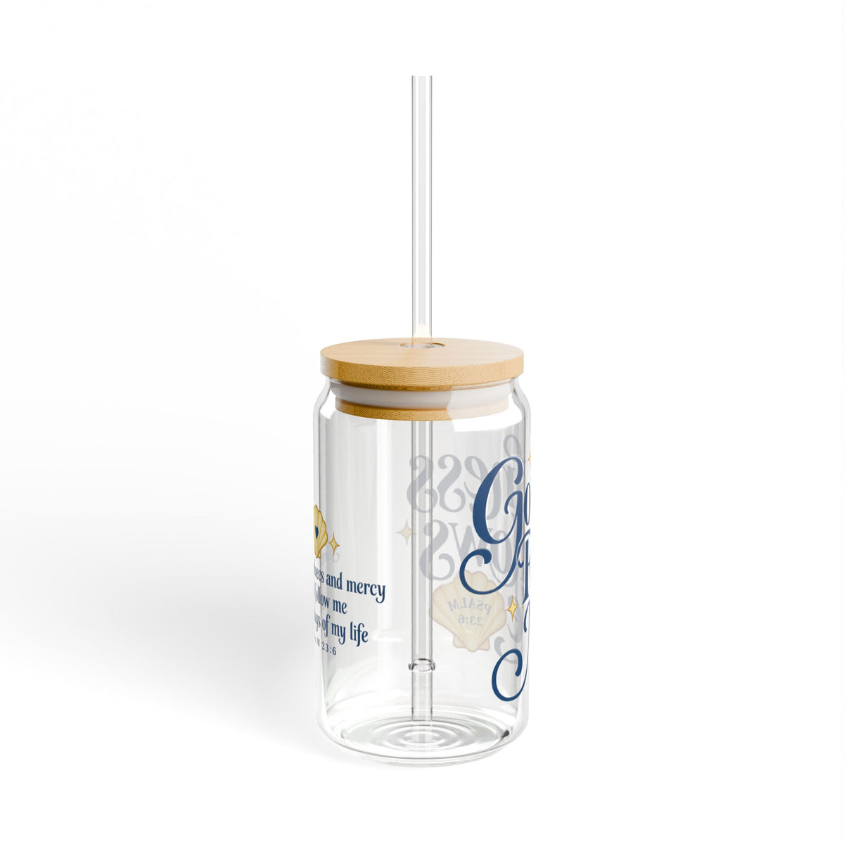 Goodness Follows Me | Coastal Faith Glass Sipper · 16 oz