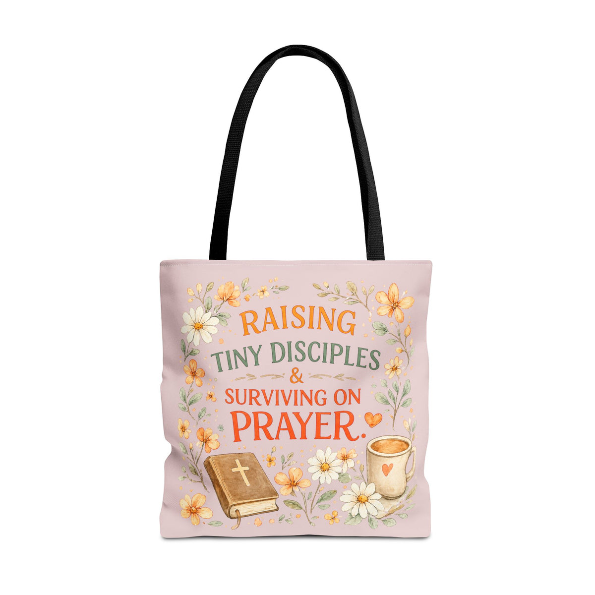 Raising Tiny Disciples & Surviving on Prayer™ Double-Sided Christian Mama Tote Bag | Faith-Based Canvas Tote | Gift for Moms