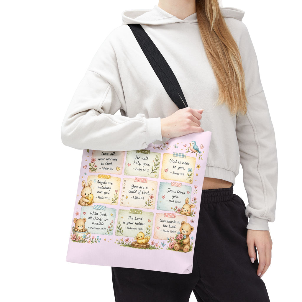 Promises for Her Little Heart™ Double-Sided Christian Girls Tote Bag | Bible Verse Tote | Church Bag for Girls | Faith Gift for Daughters