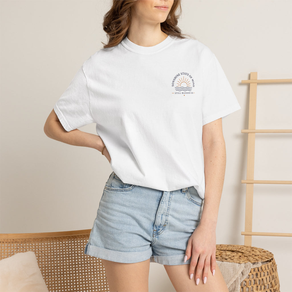Sonshine State of Mind Comfort Colors® Tee | Coastal Christian Graphic Shirt | John 8:12 | Still Blessed Co.