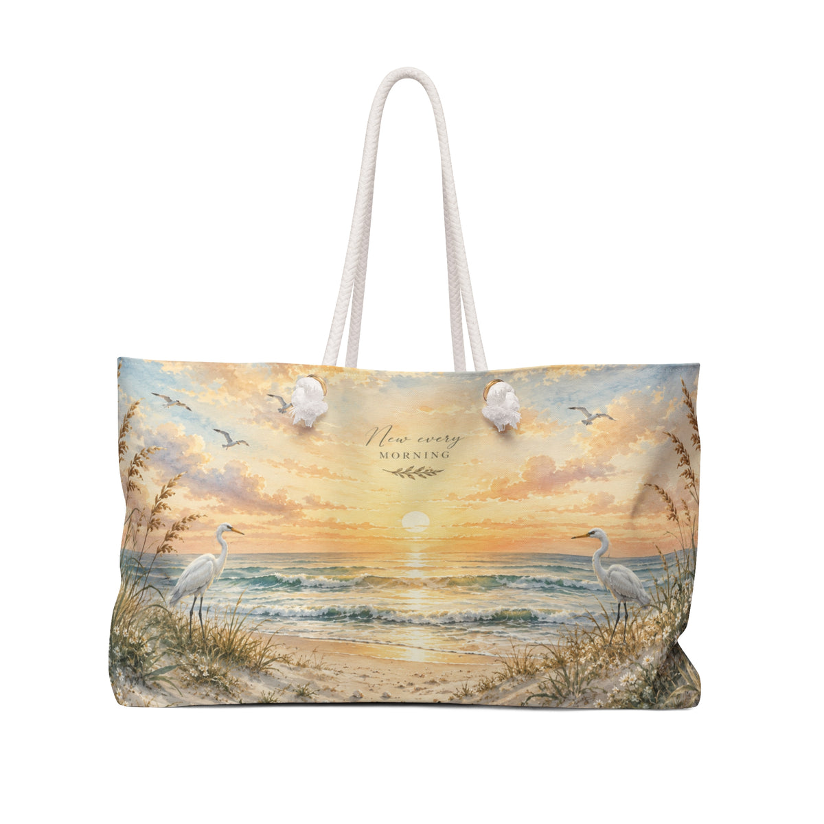 Morning Mercies™ Weekender Bag | Coastal Christian Beach Bag | Luxury Beach Tote | Oversized Travel Bag | Still Blessed Co.