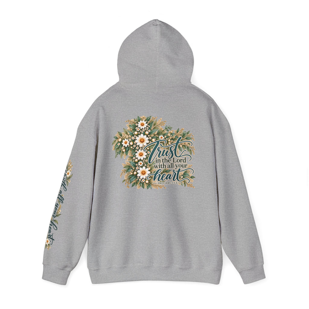 Trust in the Lord Floral Cross Hoodie | Proverbs Christian Hoodie