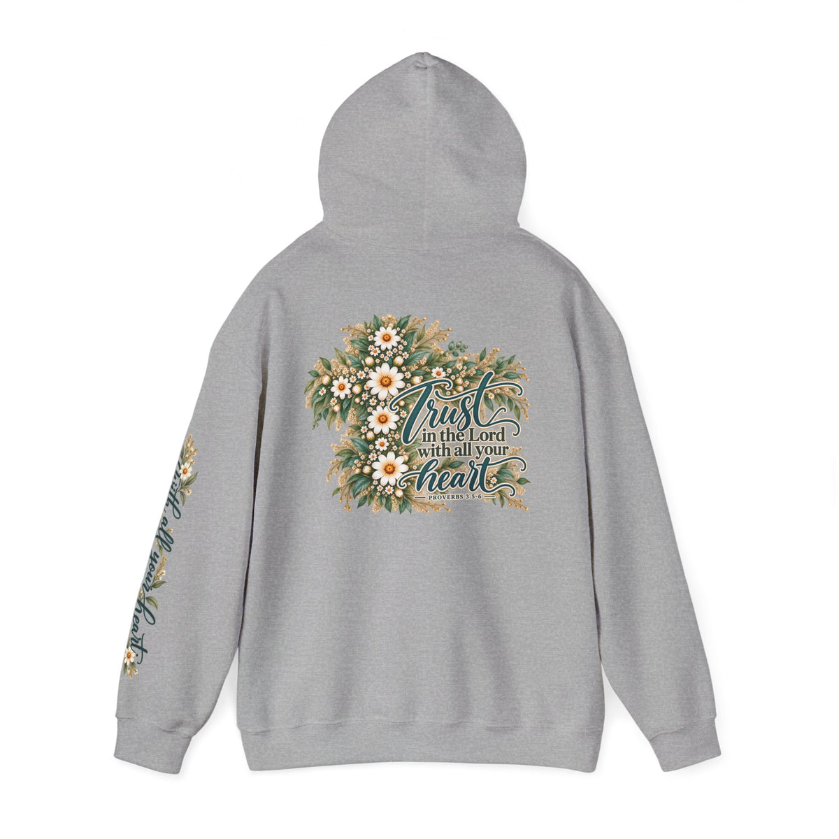 Trust in the Lord Floral Cross Hoodie | Proverbs Christian Hoodie
